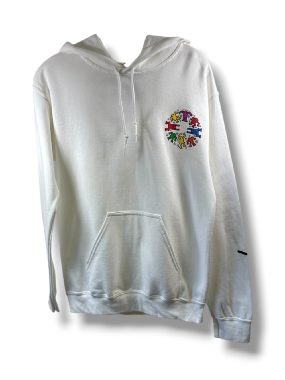 Keith Haring Graphic Hoodie in White with Multicolor Print Size S